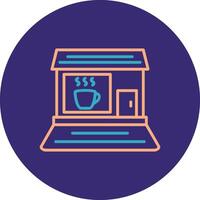 café tienda línea dos color circulo icono vector
