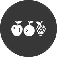 Fruta glifo invertido icono vector