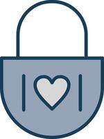 Heart Lock Line Filled Grey Icon vector