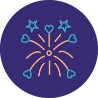 Fireworks Line Two Color Circle Icon vector