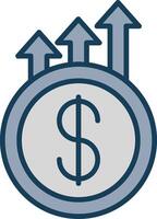Earning Growth Line Filled Grey Icon vector