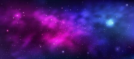 Space background,Sky Galaxy,Cloud with Nebula,Stars at Dark Night Background,Universe filled with Starry in Purple,Blue Sky,Nature Star field with Milky Way,Horizon banner colorful cosmos, stardust vector