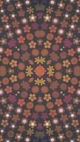 Vertical - retro 1970s floral pattern motion background animation with various cute flowers in warm vintage tones. Seamless loop. video