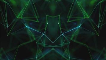 Abstract plexus tech background with glowing multicolored connecting lines and dots or nodes. Digital data network connections concept. This modern technology animation is full HD and a seamless loop. video