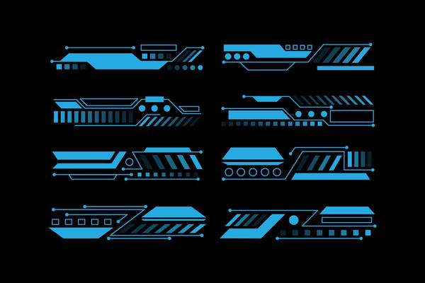 Sci-fi futuristic hud dashboard display virtual reality technology screen design elements