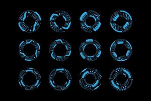 Set of abstract hud round frame technology design elements. Futuristic user interface vector