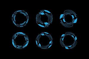 Tech blue cyber hud futuristic circle frame. Future technology design elements interface vector