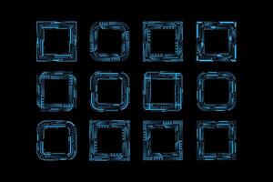 Blue sci fi ui hud web futuristic elements vector