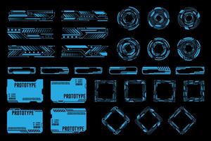 creativo hud interfaz elementos colocar, infografia ciencia fi aislado en transparente futurista antecedentes. diseño modelo. resumen futuro concepto Ciencias virtual gráfico vector