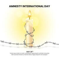 Amnesty International Day background with a candle and barbed wire vector