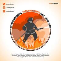 International Firefighters Day Background with a silhouette firefighter vector