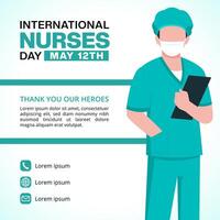 International Nurses Day background with a nurse vector