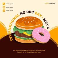 International No Diet Day with tasty food vector