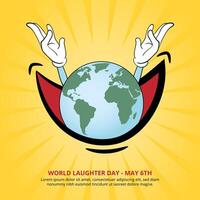 World Laughter Day background with a laughing mouth and earth vector