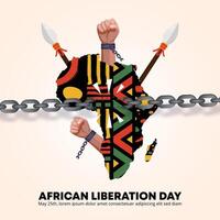 África día o africano liberación día con África mapa y modelo vector