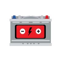 Car battery flat icon isolated on white background. Auto accumulator battery energy power illustration. vector