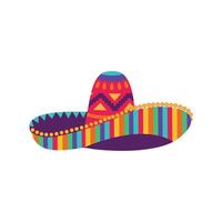 Sombrero hat illustration. Traditional Mexican costume element isolated on white background. Cinco de Mayo hat. vector