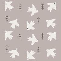 Boho pattern with neutral color. Nature motives, abstract bird nursery pattern suitable for kids fabric pattern vector