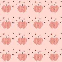 Hand drawn cute apple pattern. Apple fruit pattern on pink background. Fruit Background. Pattern for fabric vector