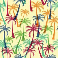 Abstract Floral coconut trees seamless pattern with leaves. tropical background vector