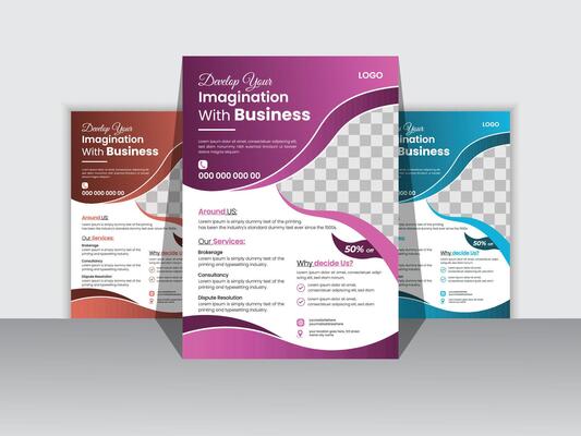 Corporate Business Flyer Design Template Free ,A4 size with bleed.