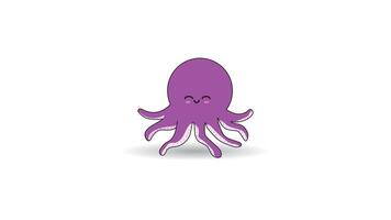 púrpura pulpo linda dibujos animados, adecuado para colorante libro vector