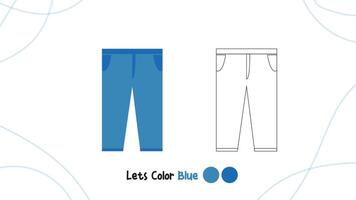 azul pantalones icono con contorno adecuado para colorante libro vector