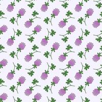 Seamless floral pattern with flower clover. Trefoil illustration. Flat doodle simple plant. Summer or spring background. vector