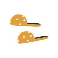 Hand drawn house slippers, cartoon flat illustration isolated on white background. Cute and fluffy slippers. Homewear element. vector