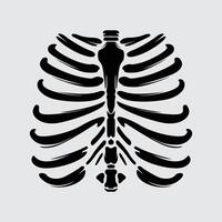 Skeleton rib thorax illustration wall art print, t shirt design, poster element, tattoo, sticker editable vector