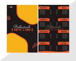 hermosa restaurante menú tarjeta diseño vector
