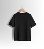 Men's black short sleeve t-shirt mockup. Front view. template. vector