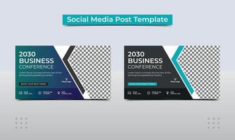 Webinar conference web banner or social media horizontal banner design. Business webinar invitation design and business conference flyer template design. vector