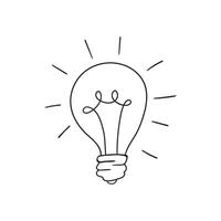 Doodle illustration, lamp outline drawing. Hand Drawn Icon. Clip Art vector