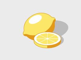 Lemon slice isometric illustration with shadow vector