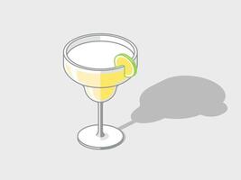 a glass of Margarita isometric illustration with shadow vector