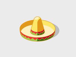 Sombrero hat isometric illustration with shadow vector