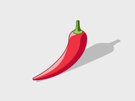 Red chili pepper isometric illustration with shadow vector