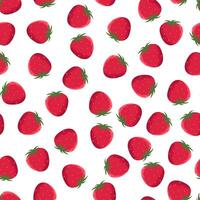 Seamless pattern with strawberry and leaves on a white background. vector