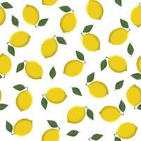Seamless pattern with lemon and leaves on a white background. vector