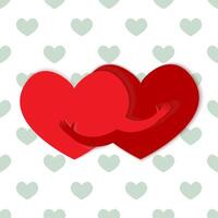 Seamless pattern with two hearts hugging and small hearts on a white background. vector