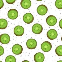 Seamless pattern with kiwi and leaves on a white background. vector