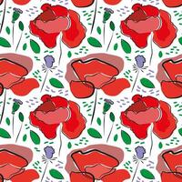 Soring pattern with poppies and texture vector