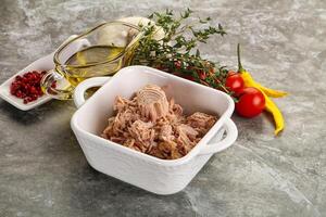 Canned tuna fillet for salad photo