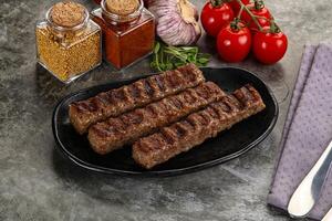 Grilled beef kebab minced meat photo