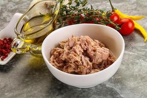 Canned tuna fillet for salad photo