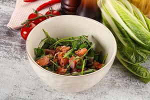 Salad with salmon and arugula photo