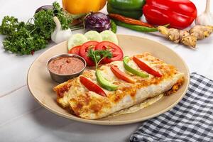 Mexican cuisine Enchiladas with meat photo