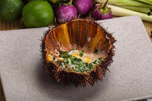 Grilled Sea Urchin with egg photo