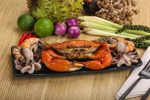 Luxury seafood mix - crab, prawn, octopus photo